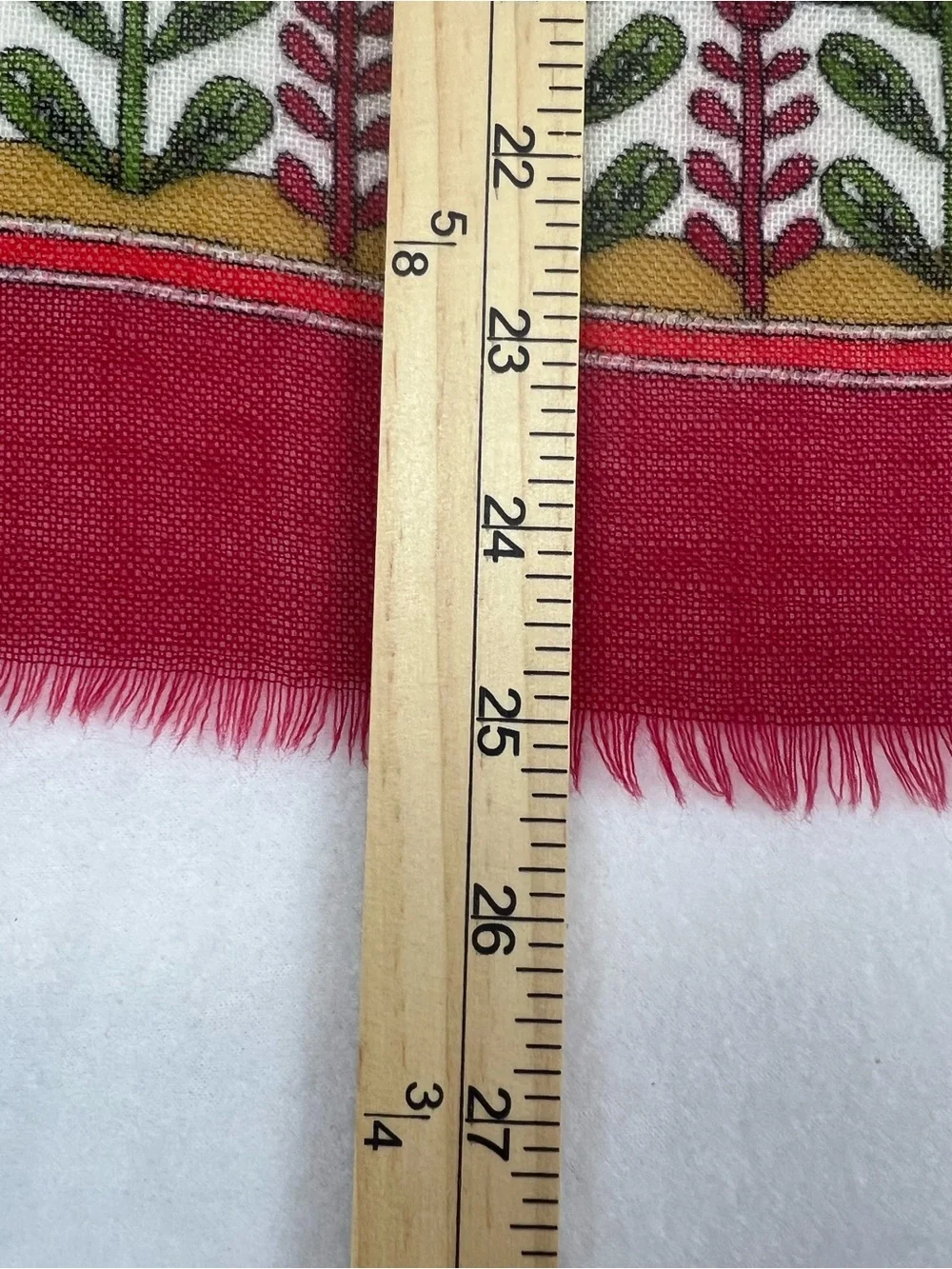 Andante Vintage Made Italy Folk Floral Square Scarf Fringe Red Boho Cottagecore